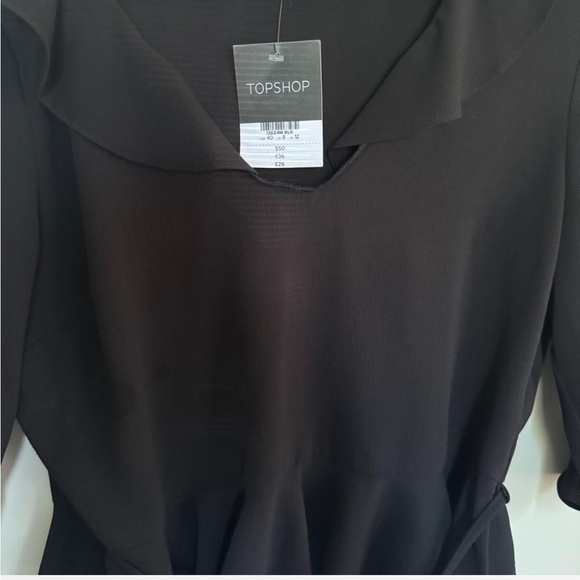 Topshop Black Ruffled Peplum Blouse with Sailor Collar size 8 NWT - Picture 2 of 2